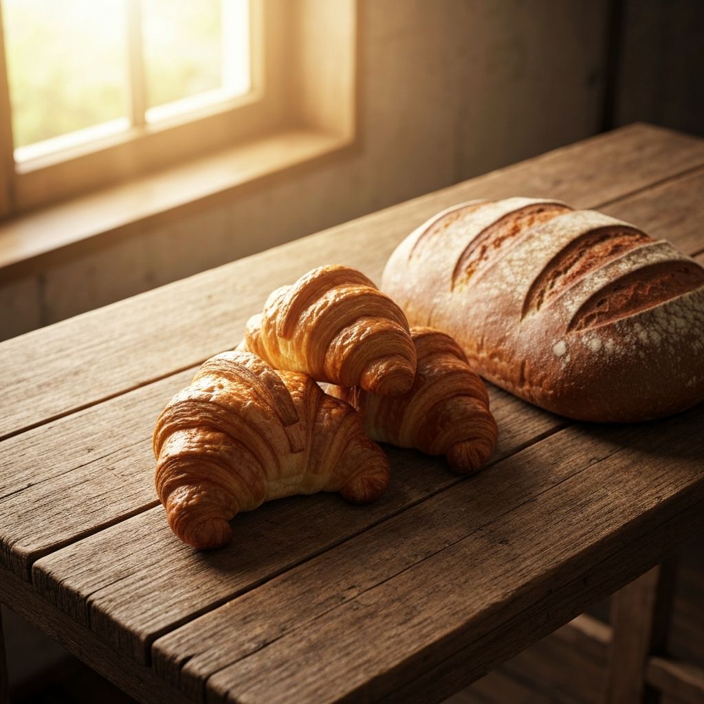 Fresh artisan bread and croissants
